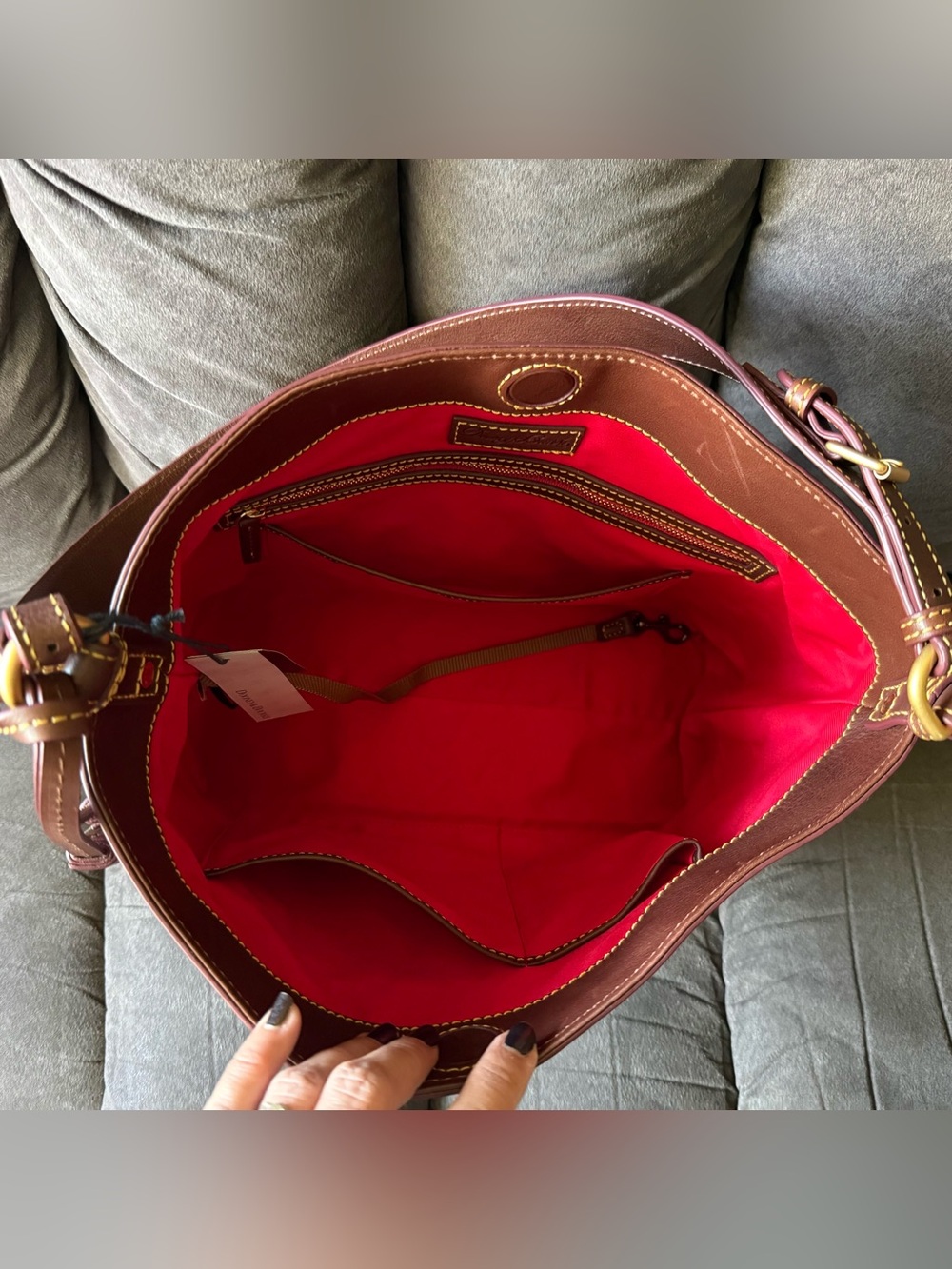 Dooney & Bourke Florentine Large Sac Shoulder Bag in Chestnut 🌰 - Picture 11 of 15